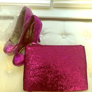 Guess Glitter Glam Pumps with matching purse